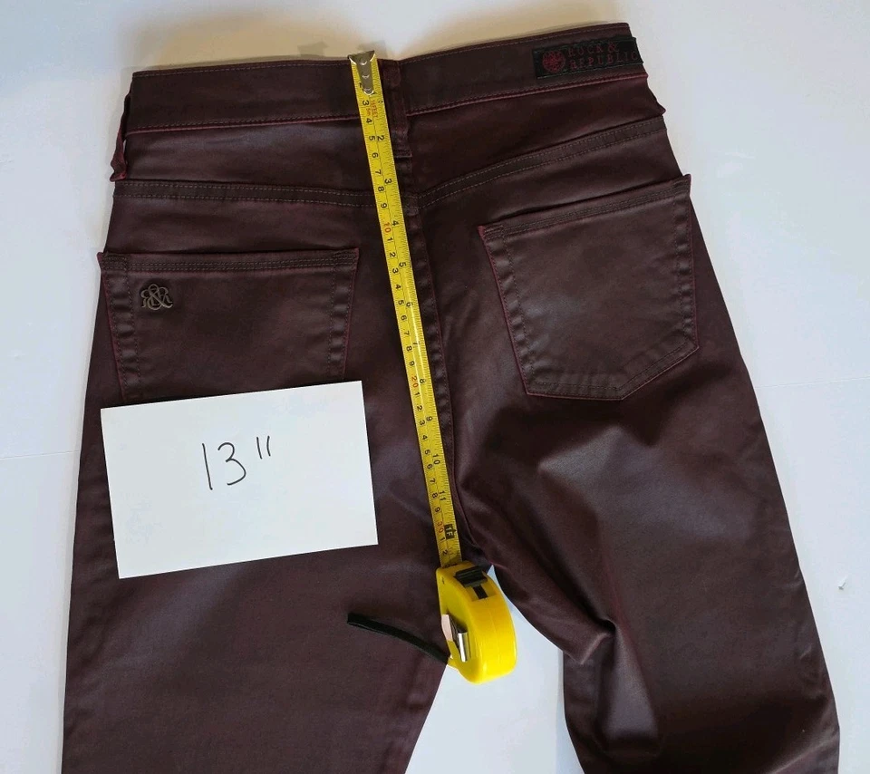 Rock & Republic Women's Size 10 Berlin Maroon Stretch Pants - Image 3 of 4