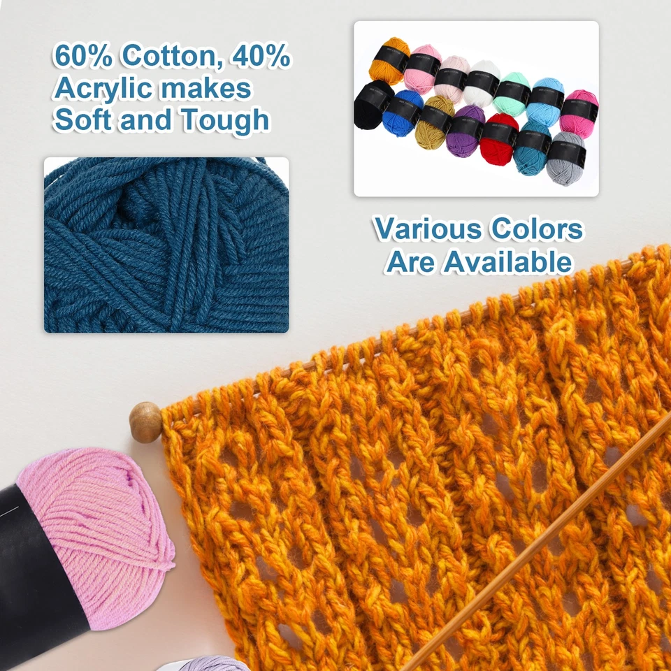 3Pcs Cotton Yarn Knitting Yarn Crochet Yarn (87.5Yard x 2.5mm, Navy Blue) Foto 3 de 4