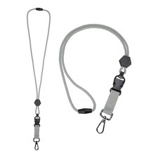 2Pcs Breakaway Lanyard for ID Badges, Hexagonal Cord Key Lanyard, Gray