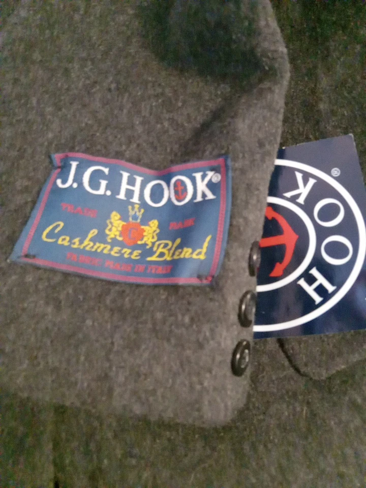 J.G. Chaqueta Blazer Gancho Gris Cuello Mezcla Cachemira Botón Único Talla 16 Foto 4 de 4