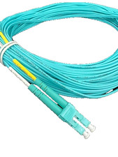 5M, OM4 LC to LC Duplex Multimode Fiber Optic Patch Cable Aqua Cord 5PK