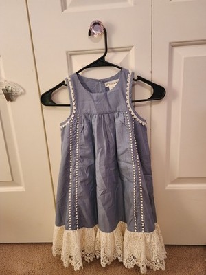 ARTISAN NY Girls Blue Sleeveless Lace Accent A-Line Dress Size 6