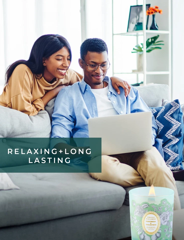 Pear Freesia & English Rose Wood Wick Soy Scented Candle | Aromatherapy Stres... - Image 3 of 4