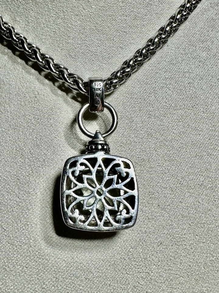 "Collar colgante de diamantes y prasiolita 925 y 14k Alwand Vahan lote de 16"" #316" Foto 2 de 4