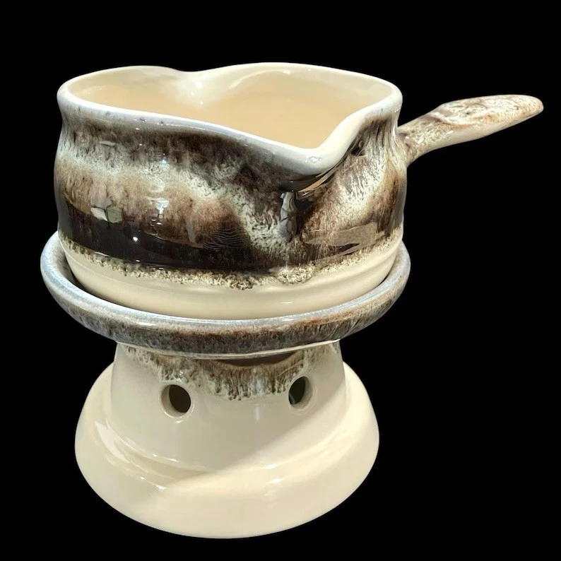 Vintage 1970s Beauceware Pottery Fondue Set - Ceramic Butter or Chocolate Warmer
Opens in a new wind