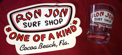 RON JON SURF SHOP MEMORABILIA SHOT GLASS STICKER DECAL BEACH SURFING COLLECTIBLE