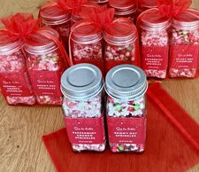 2 x Christmas Baking Sprinkles PEPPERMINT CRUNCH & SNOWY DAY New in RED Gift Bag