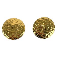 Chanel Vintage Matelasse Coco Mark Earrings Women Gold One Size
