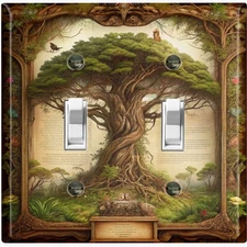 Metal Light Switch Outlet Cover Wall Plate Fairytale Tree Forest Woods AFM113