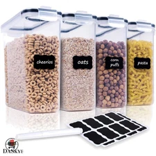 Durable 4-Piece Airtight Cereal Containers - Clear BPA-Free Storage Solution