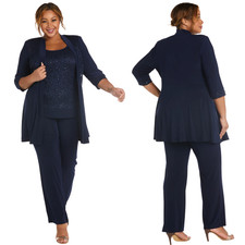 R M Richards Lace  Sequin Jacket Tank Set Women's 10 Blue Formal Dressy Sparkly