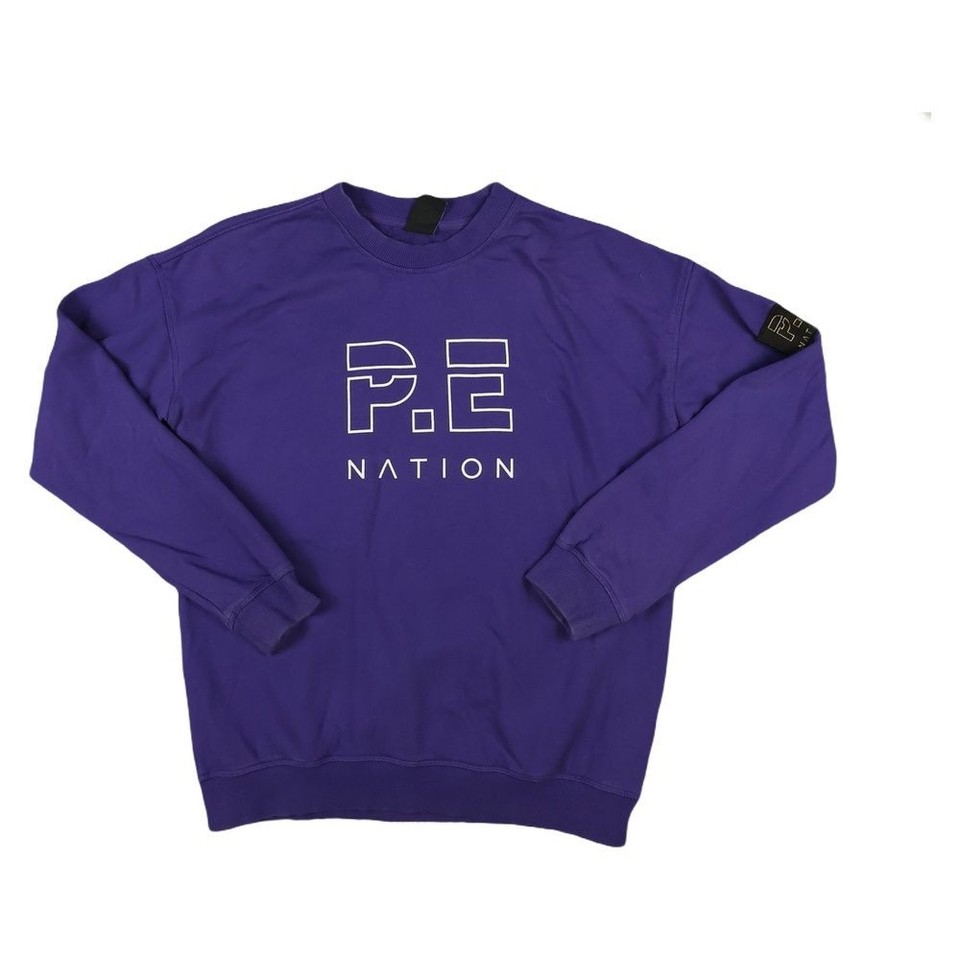 P.E Nation Jumper Womens SMALL Purple Crew Neck Sweatshirt Spellout logo Size S