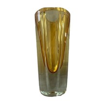 MCM Murano Mandruzzato Sommerso Faceted Art Glass Vase -Mid Century 10  Read