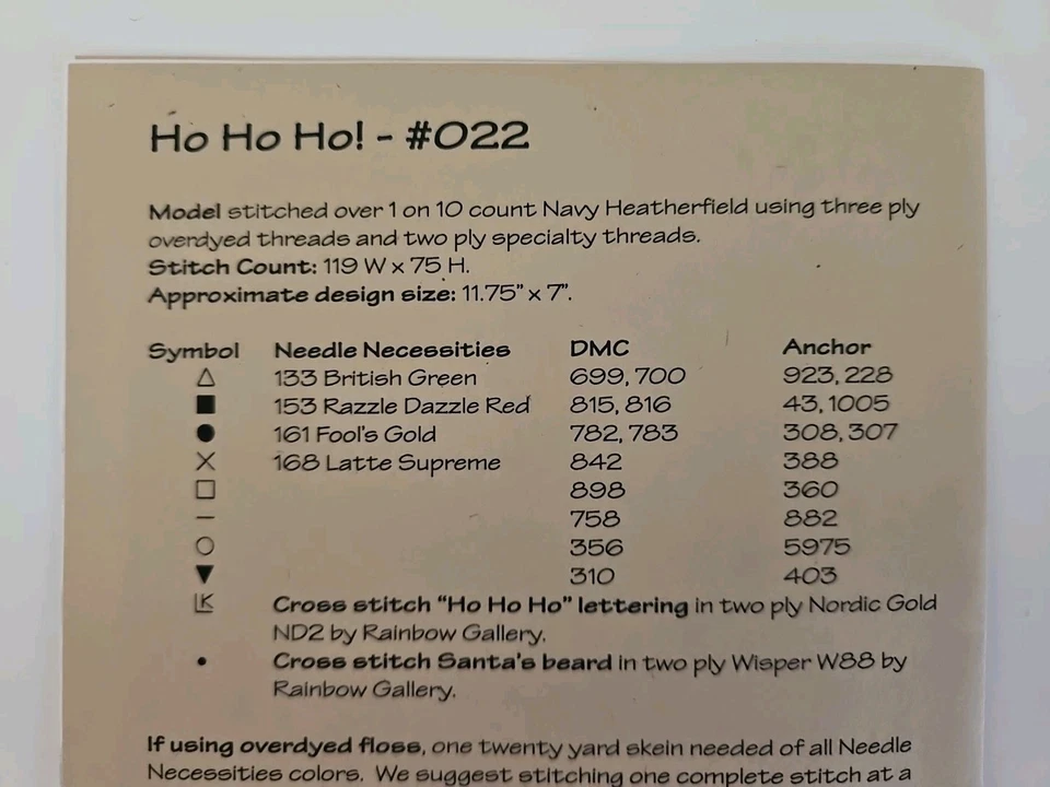 Lizzie☆Kate HO HO HO! Santa Cross Stitch Pattern #022 & Embellishments CCS - Image 4 of 4