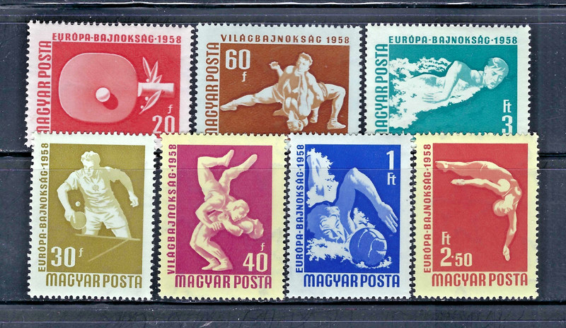 Hungary 1958 #1203-1209 MNH Intl. Sports Championships/Wrestling/Swimming