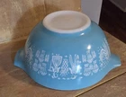 Vtg Pyrex Amish Butterprint 442 1.5 Qt Cinderella Mixing Bowl Turquoise & White