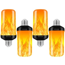 LED Flame Effect Light Bulb - 4 Modes E26 Base Fire Light Bulb - 4 Pack