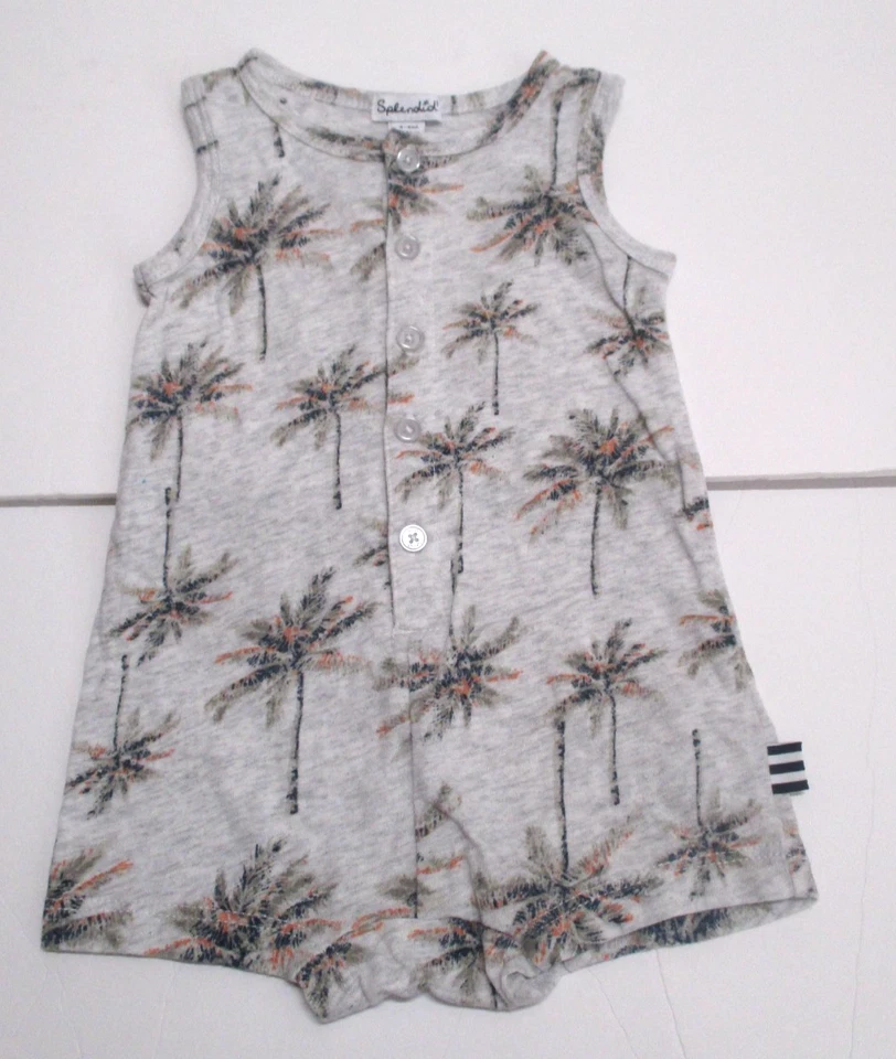 2 INFANT BOYS KATE QUINN & SPLENDID BEIGE & GRAY ROMPER SHORTALL OUTFIT SZ 3-6 M - Image 3 of 3