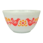 Vintage Pyrex Friendship Birds 1-1/2 Pt 1.5 Pint Bowl 401 Red & Orange Flowers