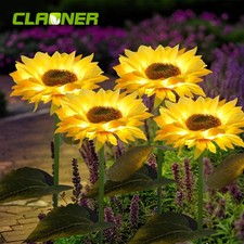 4x LED Solarleuchte Solar Sonnenblume Blume Licht Landschaftslampe Außen Garten