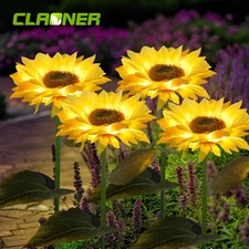 4Pack with 1 Head Solar Sunflower Outdoor Light IP65 Waterproof Pathway Yard US