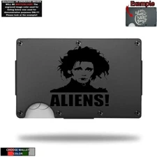 Metal Wallet Minimalist Laser Engraved with Edward Scissorhands Aliens!