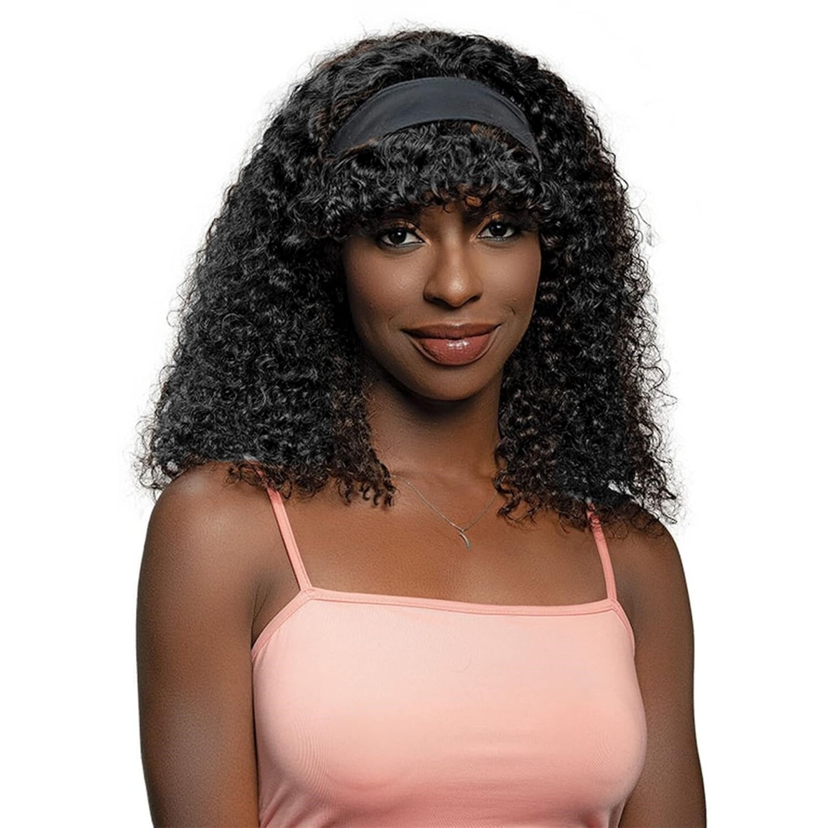 18Inches Curly Headband Wig 100% Human Hair Wigs For Women Party Daily Wig