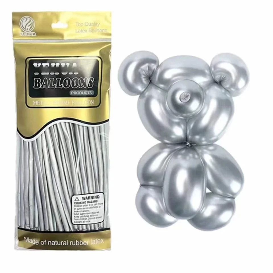 100 peças/pacote, 1,8 g metálico 260 balões longos coloridos torção animal balões mod - Imagem 4 de 4