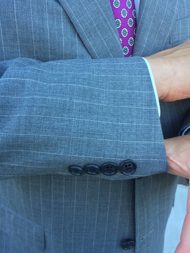 J Press 43/44R Mens Suit Grey Stripe Italian Fabric Made In Canada 3/2 Roll - Picture 7 of 11