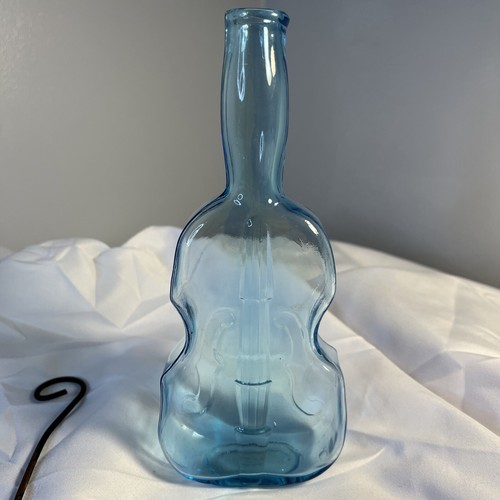 Vintage eisblaue Geige figural viobot dekorative Flasche mit Aufhänger 7 1/4"" - Bild 4 von 14