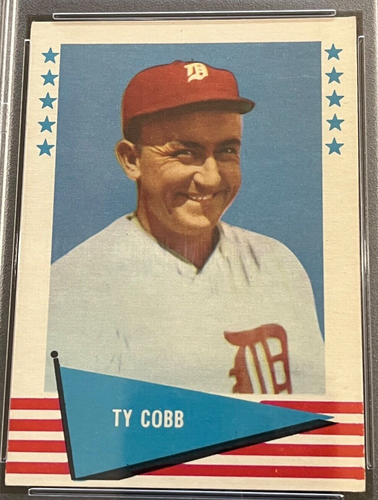 Vintage PSA 6 EX-MT Fleer Baseball Greats 14 Ty Cobb Detroit Tigers HOF Hit GOAT - Picture 2 of 4