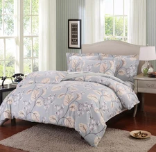 Catalpa Blossoms Cotton Duvet Cover Set:1 Duvet Cover 2 Pillow Shams Queen/King
