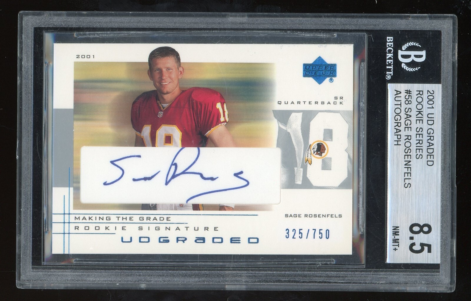Sage Rosenfels Upper Deck Graded #58 Autograph