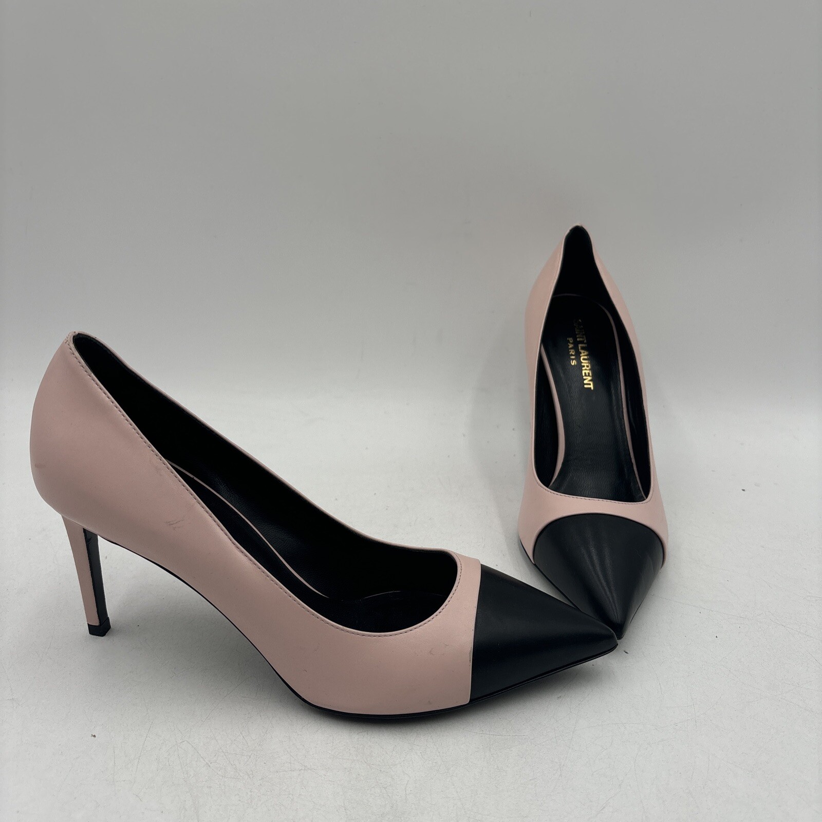 Saint Laurent PARIS 80 rosa pelle punta cappuccio tacco alto donna taglia 39