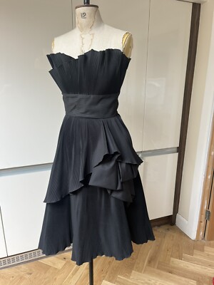 VINTAGE FRANK USHER STRAPLESS DRESS PROM BLACK