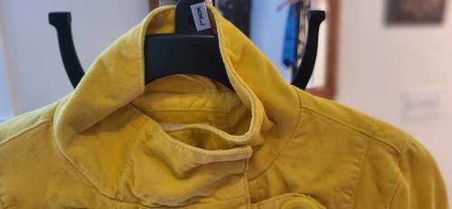 Mossimo Womens Band Jacket Yellow Buttons Double Breasted Neck Lined S - Picture 3 of 7