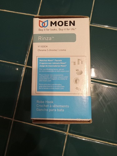 Moen Y1103CH Rinza Robe Hook, Zinc, Chrome - Picture 4 of 9