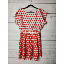 Eliza J Womens Fit & Flare Dress Orange Polka Dot Stretch Waist Mini  10