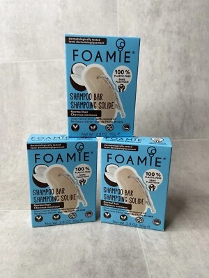 3 x Foamie Coconut Scented Shampoo Bars - 100% Plastic Free, Vegan - Free P&P