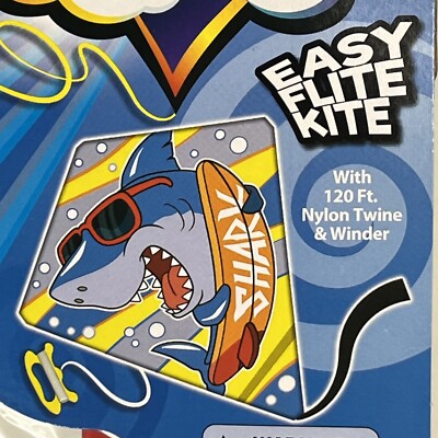 Surfer Shark Kite with Twine and Winder 24x26 Inch Diamond Easy Flight