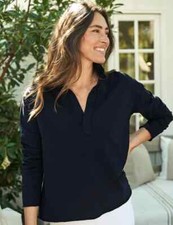 Frank Eileen Patrick Popover Henley Black L T3590