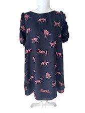Vilagallo Gaby Cheetah Jacquard Dress Size 38 / Small Navy / Pink