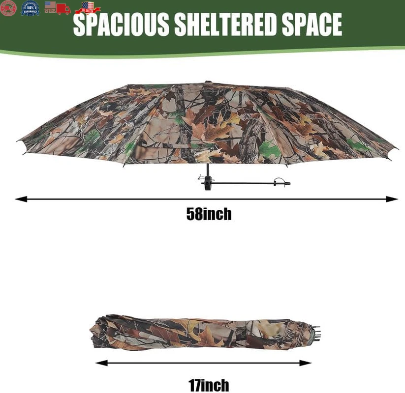 Tree Stand Umbrella, 58" Wide Camo Hunting Umbrella for Tree Stand, Weather-Resi - Image 3 of 4