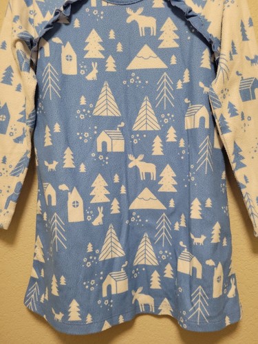 Cat & Jack 5T Girls Nightgown Long Sleeve Blue White Nature Animals Fleece - Picture 4 of 8
