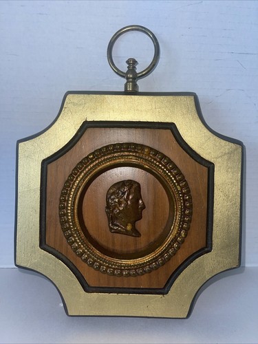 Neoclassical Wall Plaque Gold Gilt Octagon Framed Grand Tour Style 8” Vintage