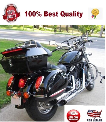 Black Motorcycle Trunk Tail Box Luggage Case top rack For Honda Harley Kawasaki