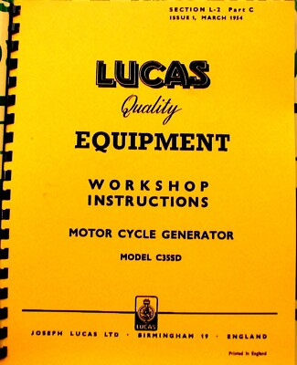 1954 Lucas  Equipment  Section  L-2 - Part C- Issue 1,   Motorcycle generator