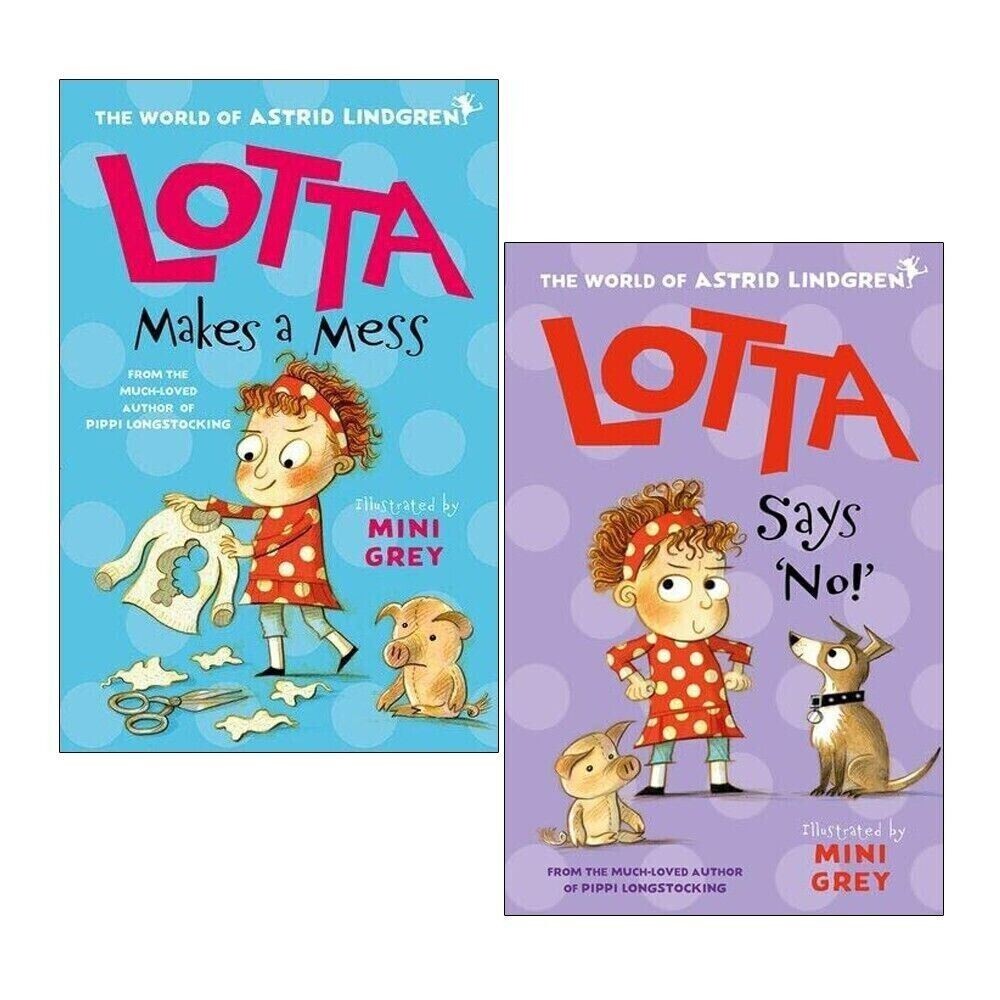 Astrid Lindgren Lotta 2 Books Collection Set Lotta Makes a Mess, Lotta Says 'No!