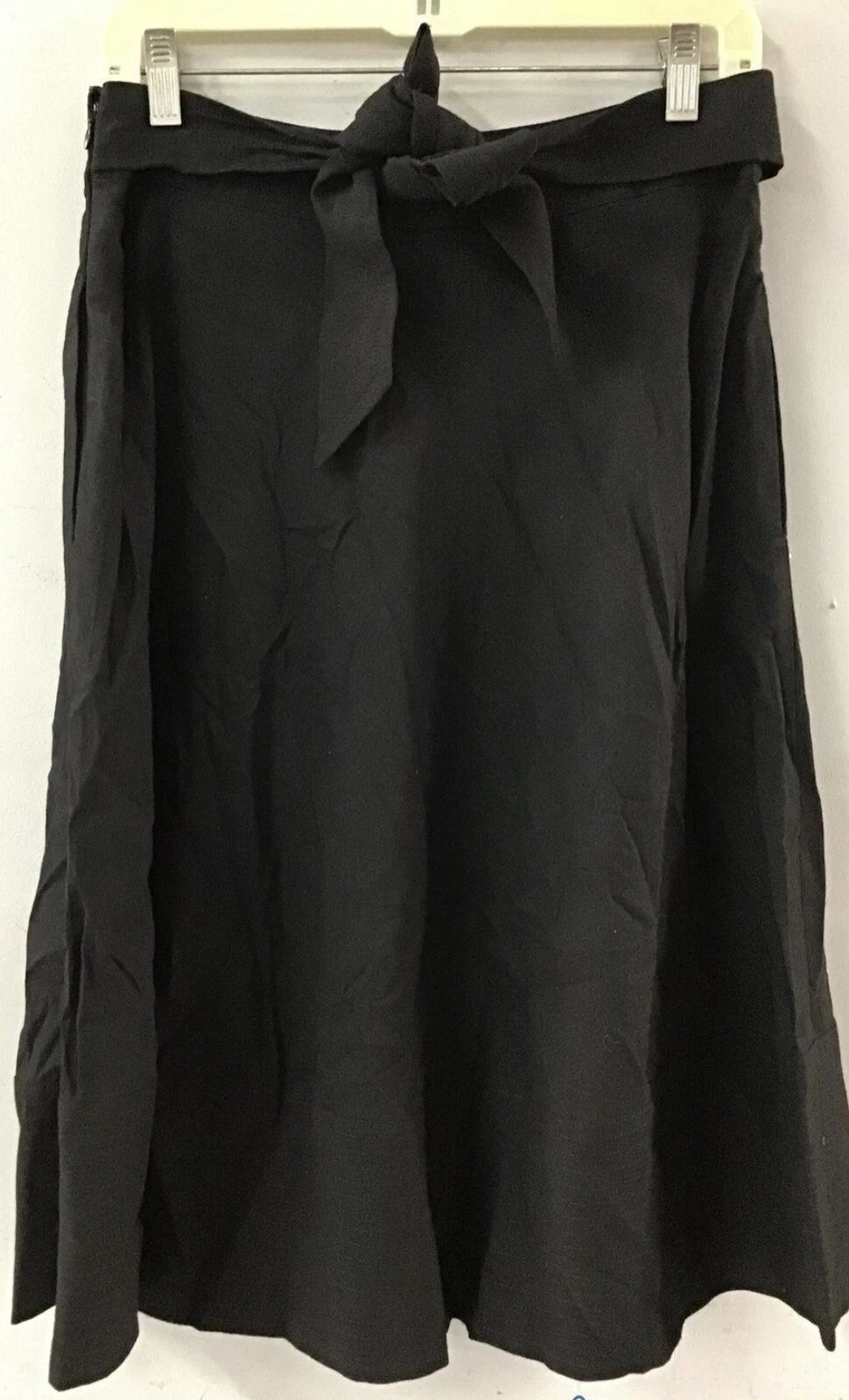 Lauren Ralph Lauren Linen Aline 28” Long Black Skirt Front Tie Pockets Sz 8