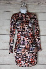 SHEIN SXY Mock Neck Graphic Print Bodycon Dress – Multicolor – Trendy & Bold